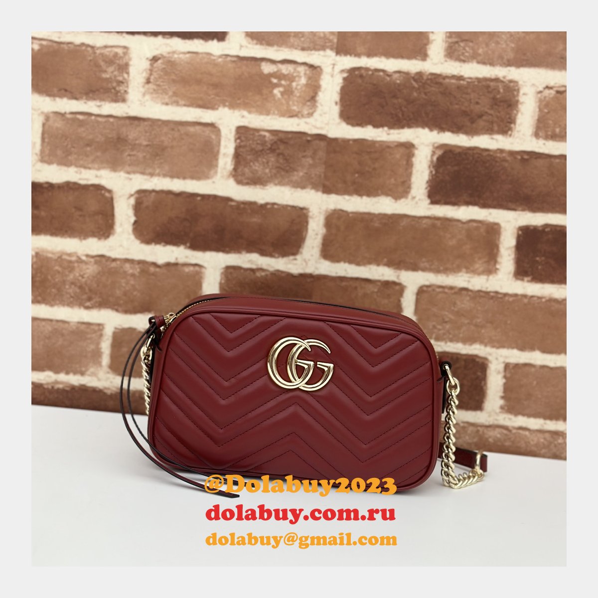 G*u*i perfect knockoff luxury 447632 gg marmont small matelassé shoulder red bag