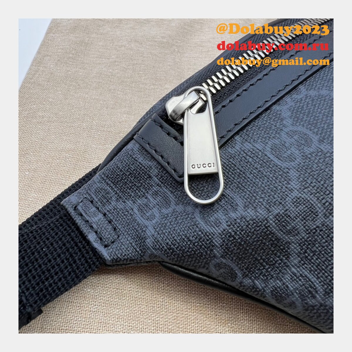 best quality fake G*u*i gg 675181 black belt aaa+ bag