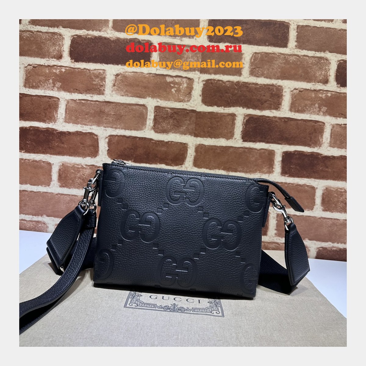 black jumbo gg G*u*i knockoff messenger men 761747 luxury bag